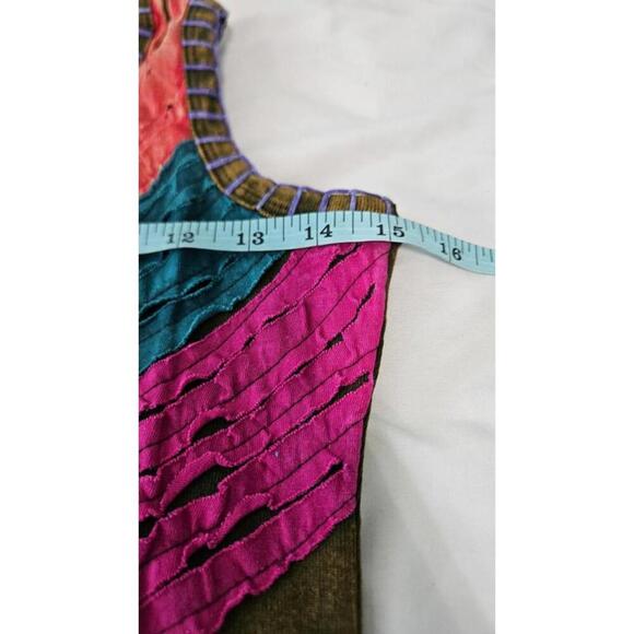 K.P.C. Bohemian Handmade in Nepal Embroidered Green Stonewashed Dress Small - Picture 7 of 9